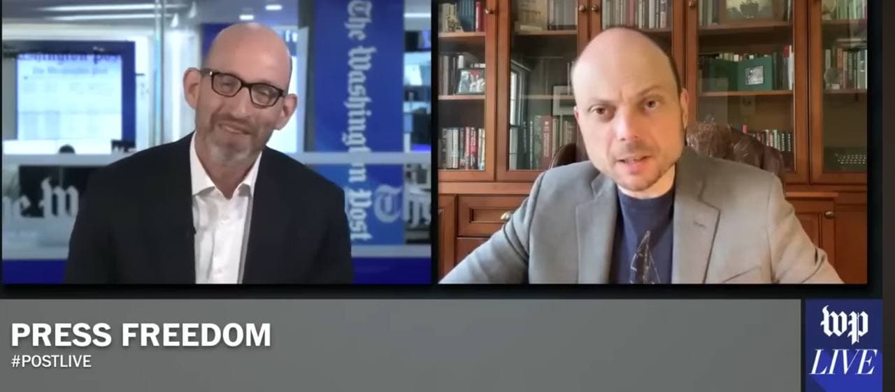 Vladimir Kara-Murza on The Washington Post was angered when he was heard to say 'according to polls and the past election, Russian citizens support Putin.'
